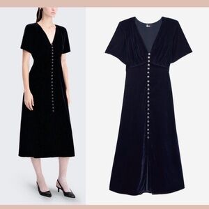 The Kooples blue velvet midi dress